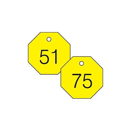 Accuform Engraved Numbered Tags, Plastic, 0.31 in H x 3 in W, 25 PK TDG824YL